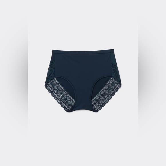 NWT Intimissimi High Waist Panties in Ultralight Microfiber with Lace Trim Navy - Picture 4 of 6